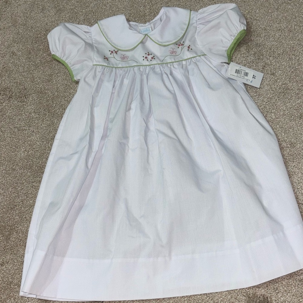 White toddler girl dress with Embroidered Details Easter